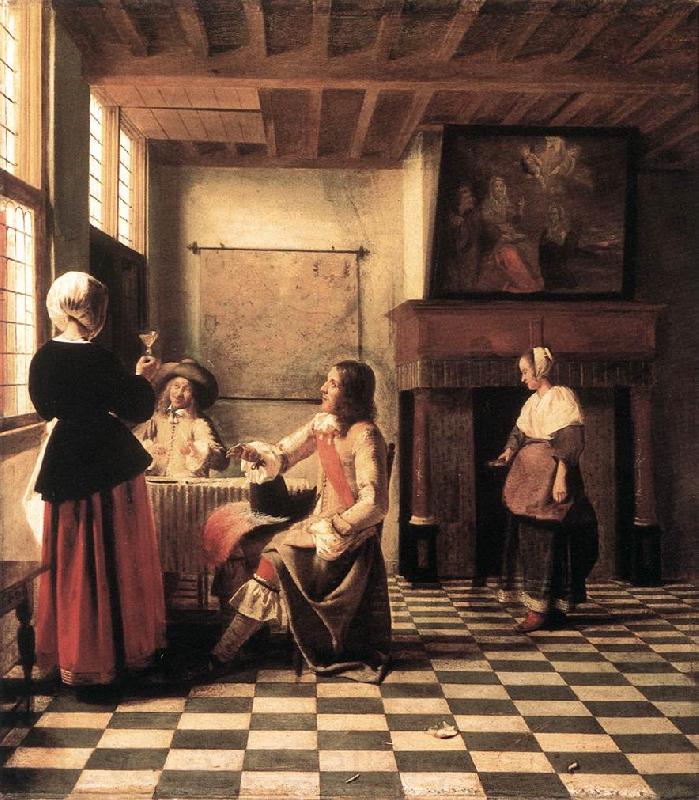 HOOCH, Pieter de A Woman Drinking with Two Men s Norge oil painting art